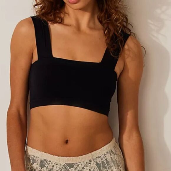 Intimately Free People Black Straight Lines Bralette Bra Size M/L New - Picture 1 of 15